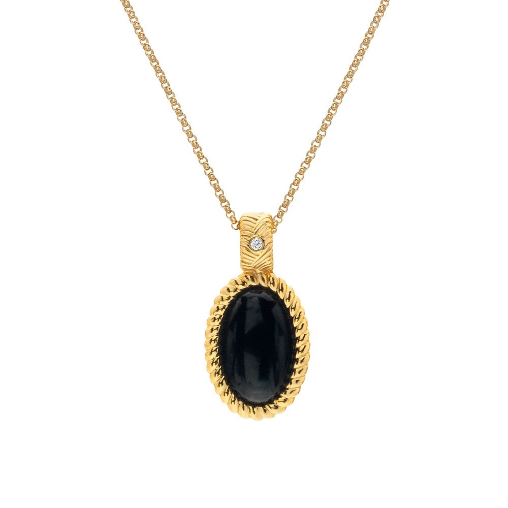 Hot Diamonds Gold Edit Black Onyx Necklace