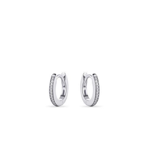 Silver Cubic Zirconia Huggie Hoops 12mm
