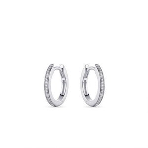 Silver Cubic Zirconia Huggie Hoops 15mm