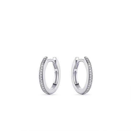 Silver Cubic Zirconia Huggie Hoops 15mm