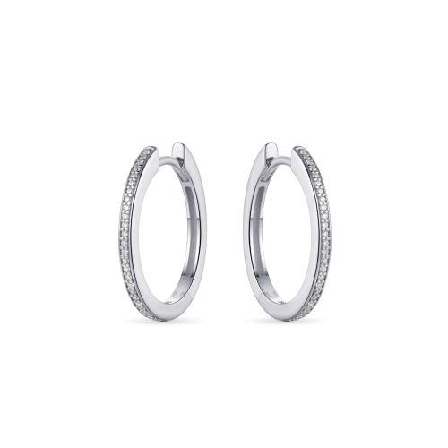 Silver Cubic Zirconia Huggie Hoops 20mm