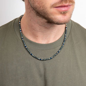 Blue and Green Hematite Beaded Necklace