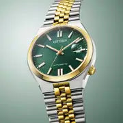 Load image into Gallery viewer, Citizen Automatic Gents watch with green sunray dial.
