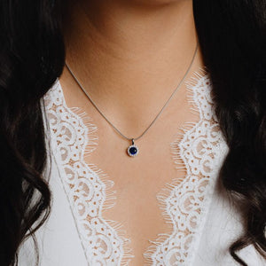 Diamonfire Sapphire Blue Cubic Zirconia Halo Pendant