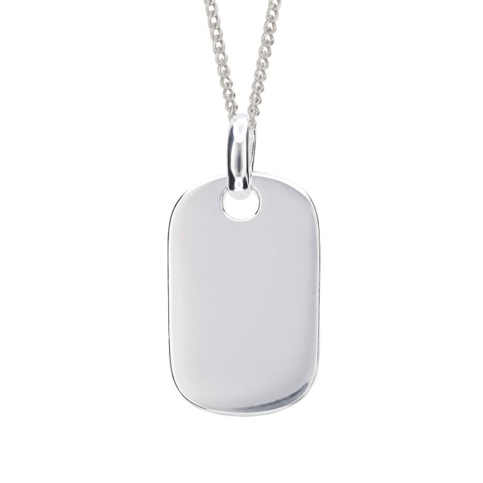 Silver Oblong Tag Pendant with Chain