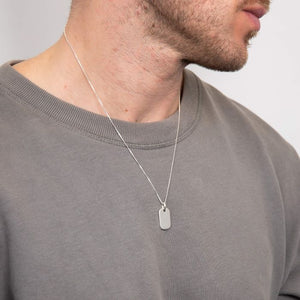 Silver Oblong Tag Pendant with Chain