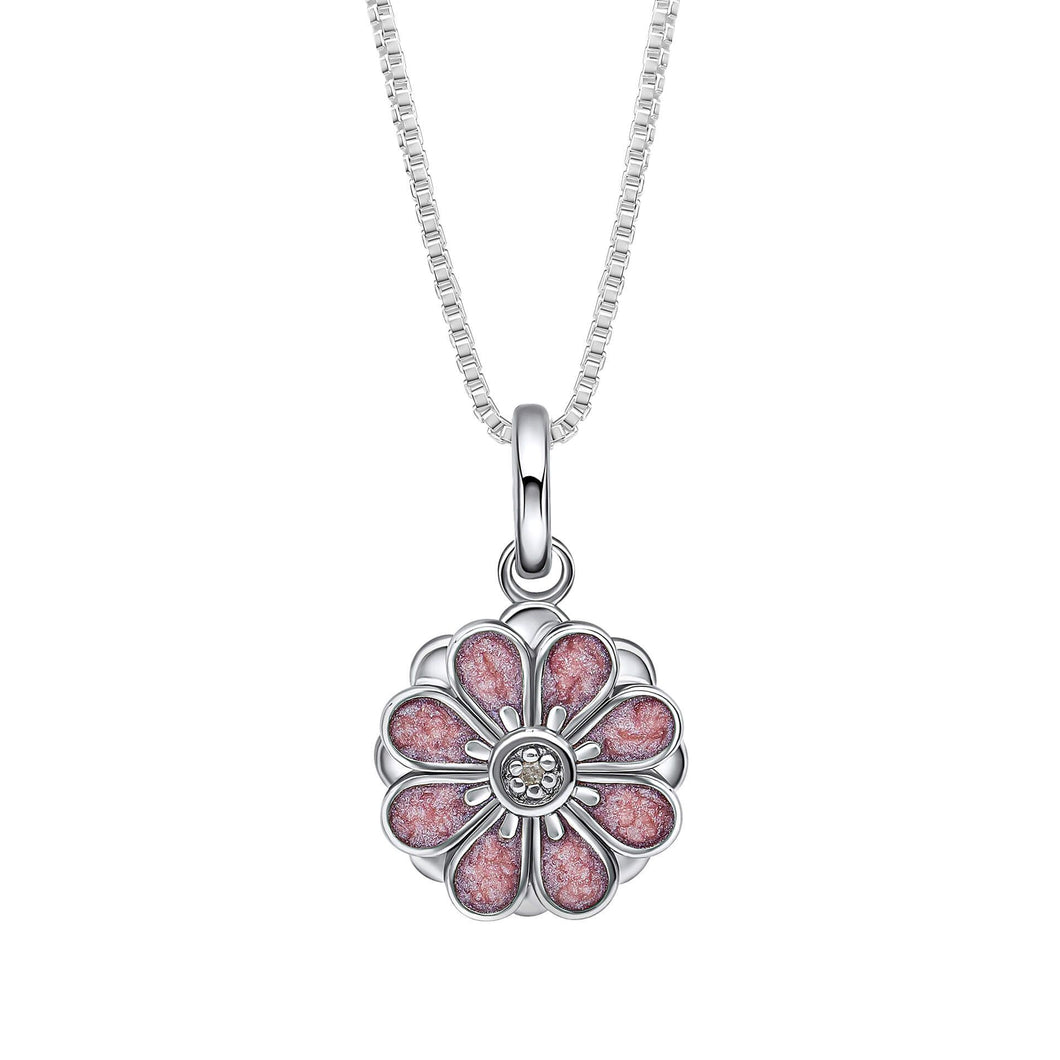 D For Diamond Enamel Flower Pendant