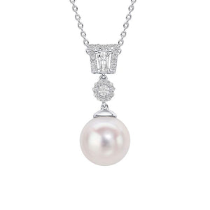 Diamonfire Cubic Zirconia and Shell Pearl Deco Necklace