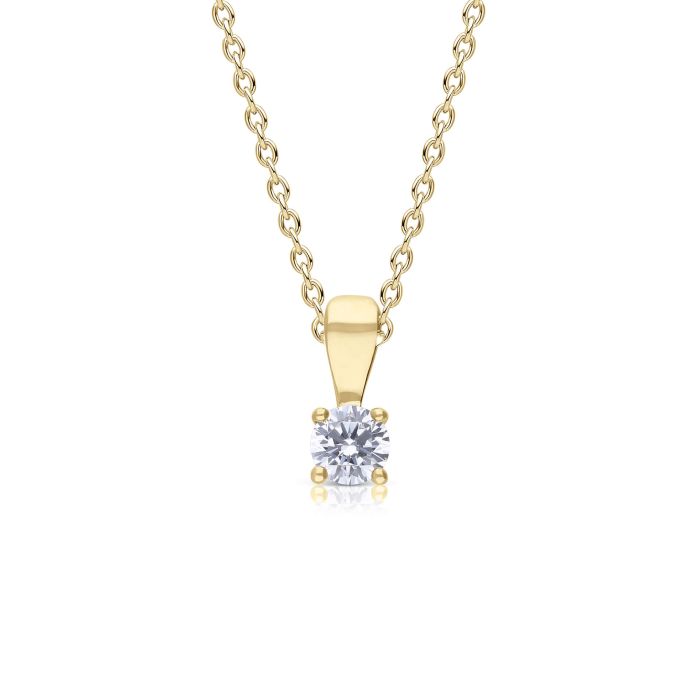 Diamonfire Cubic Zirconia Solitaire Pendant Gold Plate 4mm