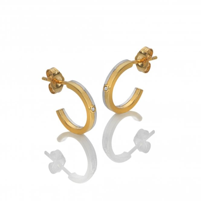 Hot Diamonds Parallel Two Tone Hoops