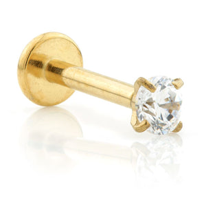 Titanium Gold Plated Crystal Internal Thread Labret