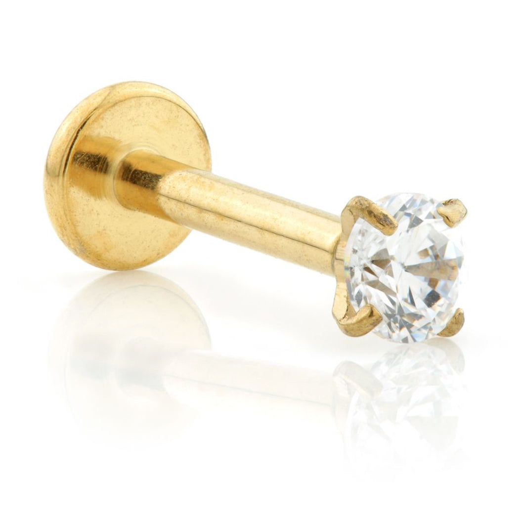 Titanium Gold Plated Crystal Internal Thread Labret