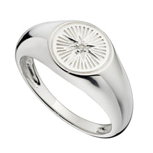 Load image into Gallery viewer, Silver Signet Ring with Cubic Zirconia

