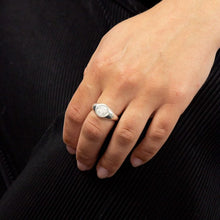 Load image into Gallery viewer, Silver Signet Ring with Cubic Zirconia
