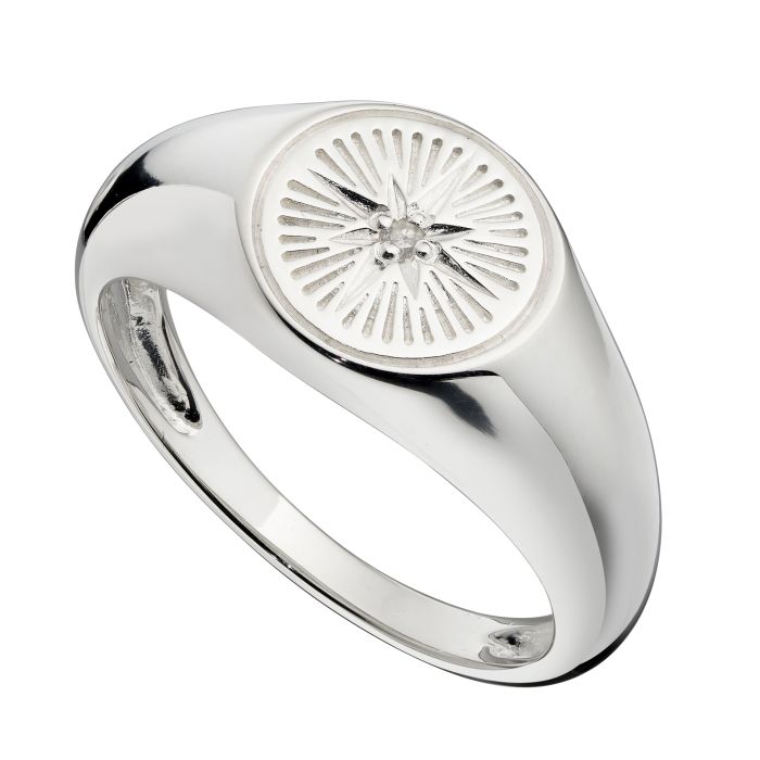 Silver Signet Ring with Cubic Zirconia