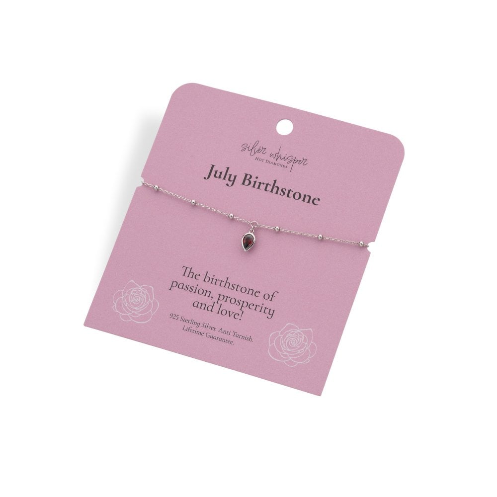 Silver Whisper Birthstone Bracelet - July