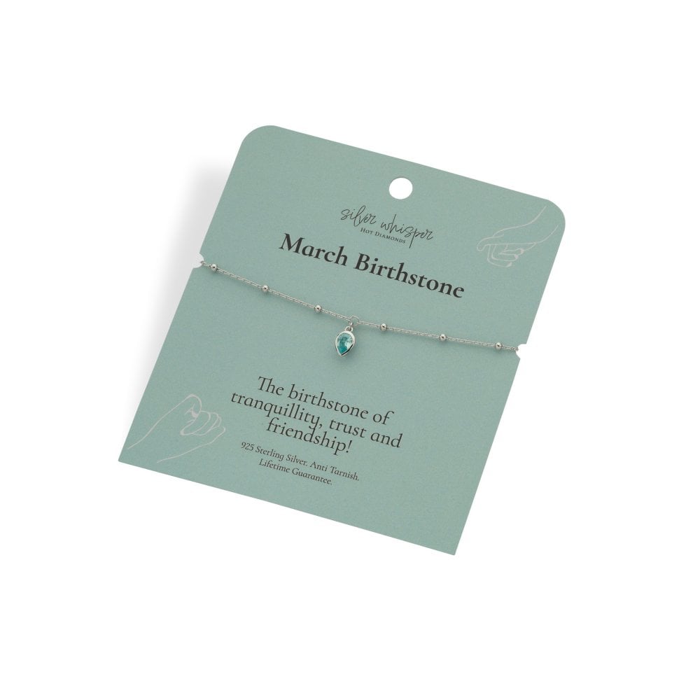 Silver Whisper Birthstone Bracelet - March