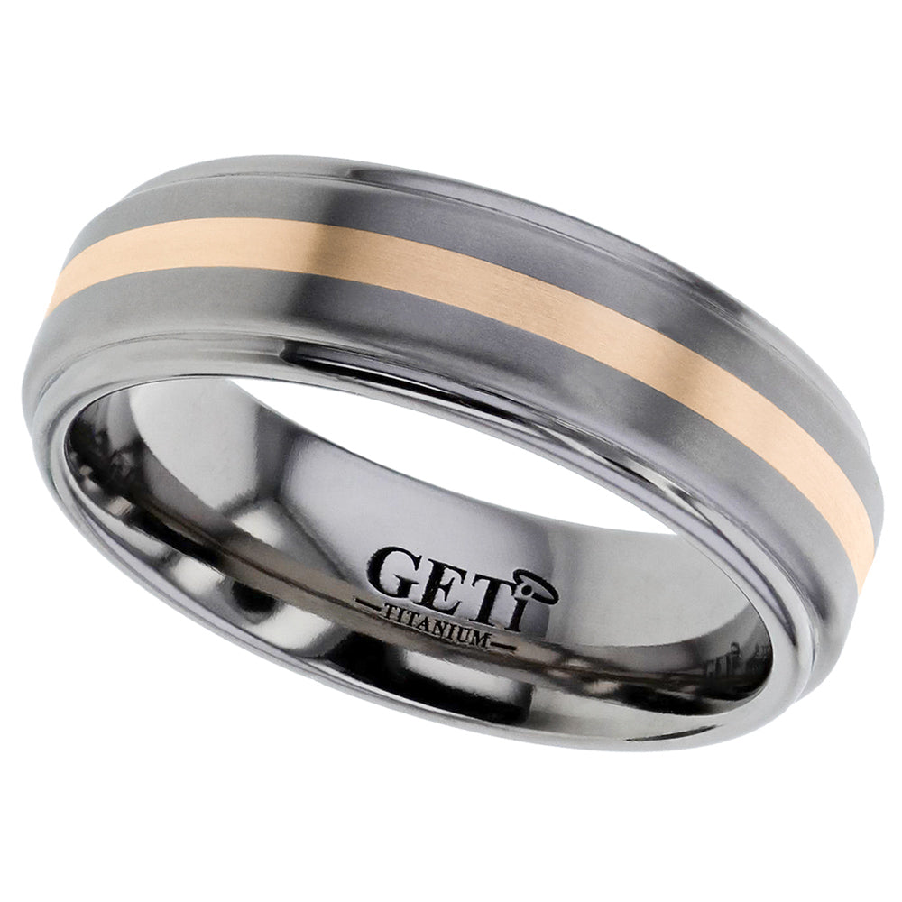 Titanium Band with 18ct Rose Gold Stripe