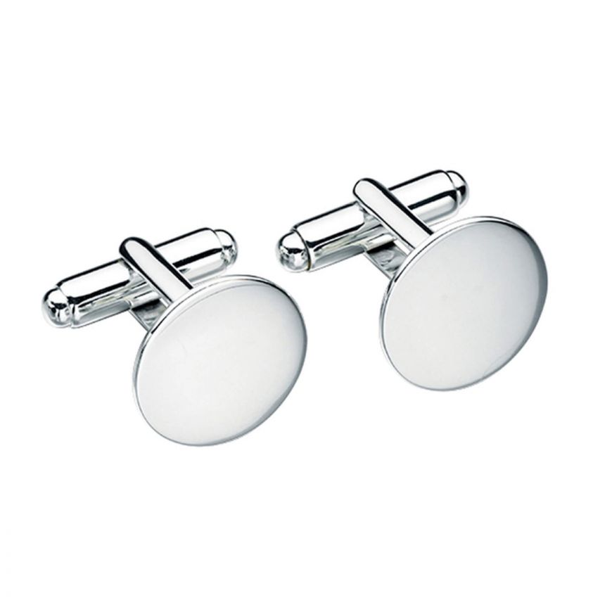 Silver Solid Round Cufflinks