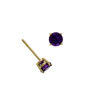 9ct Gold Amethyst Claw Set Stud Earrings
