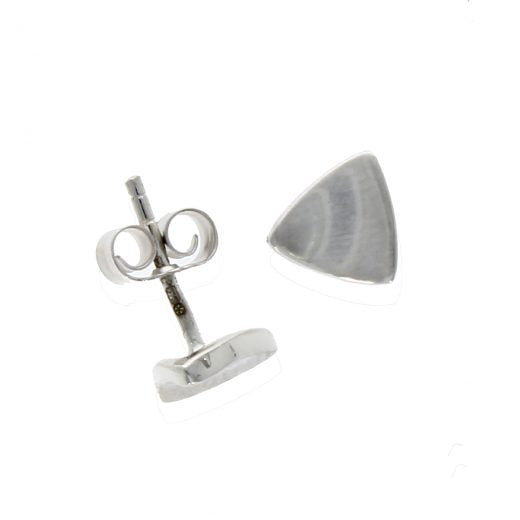 9ct White Gold Satin Triangle Stud Earrings