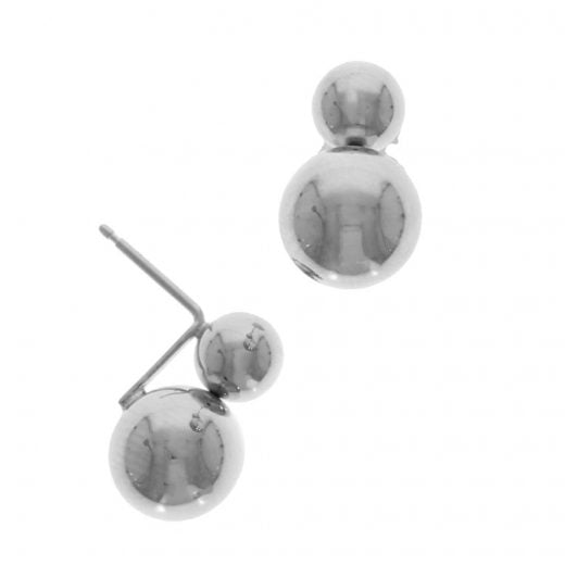 9ct White Gold Double Ball Stud Earrings