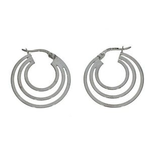 9ct White Gold Triple Hoop Earrings
