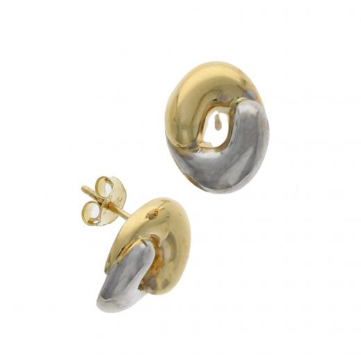 9ct Yellow and White Gold Open Oval Studs