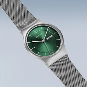 Bering Watch - Classic Steel with Green Day/Date Dial