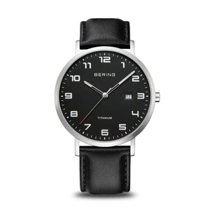 Bering Watch - Titanium Case on Black Leather Strap