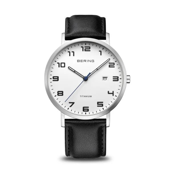 Bering watch - Titanium case on Black Leather