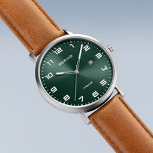 Load image into Gallery viewer, Bering Watch - Titanium with Green Dial and Tan Strap
