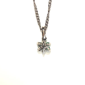 18ct White Gold Emerald and Diamond Petite Flower Pendant