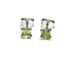 Load image into Gallery viewer, 9ct White Gold Square Peridot Stud Earrings
