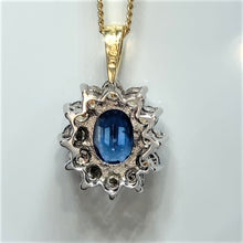 Load image into Gallery viewer, 18ct Gold Sapphire and Diamond Cluster Necklace
