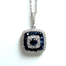 Load image into Gallery viewer, 9ct White Gold Sapphire and Diamond Target Style Pendant
