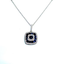 Load image into Gallery viewer, 9ct White Gold Sapphire and Diamond Target Style Pendant
