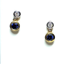 Load image into Gallery viewer, 18ct Gold Sapphire and Diamond Double Drop Earrings
