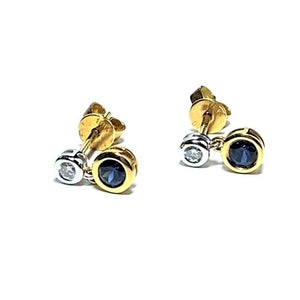 18ct Gold Sapphire and Diamond Double Drop Earrings