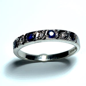 9ct White Gold Sapphire and Diamond Seven Stone Eternity Ring