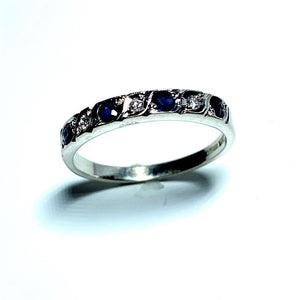 9ct White Gold Sapphire and Diamond Seven Stone Eternity Ring