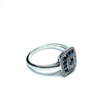 Load image into Gallery viewer, 9ct White Gold Sapphire and Diamond Cushion Target Ring
