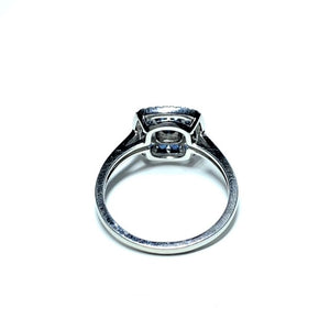 9ct White Gold Sapphire and Diamond Cushion Target Ring