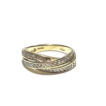 Load image into Gallery viewer, Secondhand Gold and Diamond Cross Over Multi Row Ring
