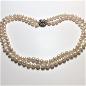 Secondhand Cultured Pearl Double Row Necklace - 14"