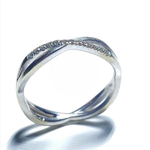 9ct White Gold Diamond Open Twist Ring