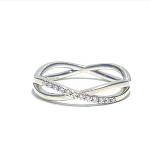 9ct White Gold Diamond Open Twist Ring