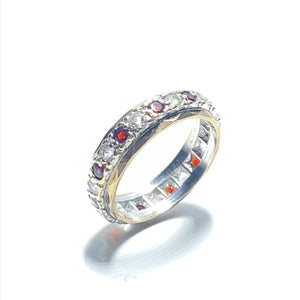 Secondhand Full Set Eternity Ring with Garnet and Cubic Zirconia