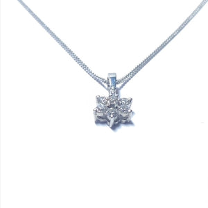 18ct White Gold Handmade Diamond Cluster Necklace 0.35CT