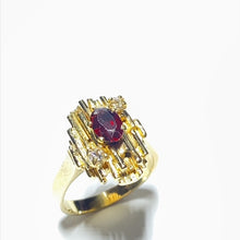 Load image into Gallery viewer, Secondhand Garnet and Diamond Ring - Handmade One Off Piece
